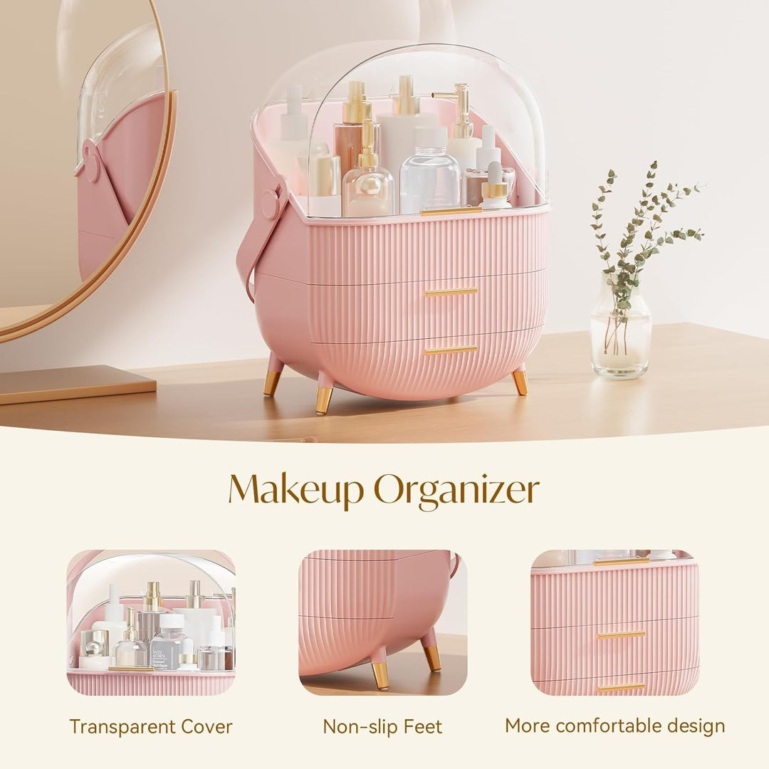 Make-up-Aufbewahrungs-Organizer, Hautpflege-Organizer, Kosmetik-Vitrine mit staubfreier Abdeckung, t
