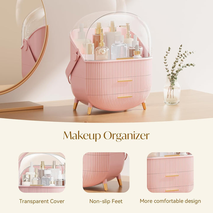 Make-up-Aufbewahrungs-Organizer, Hautpflege-Organizer, Kosmetik-Vitrine mit staubfreier Abdeckung, t