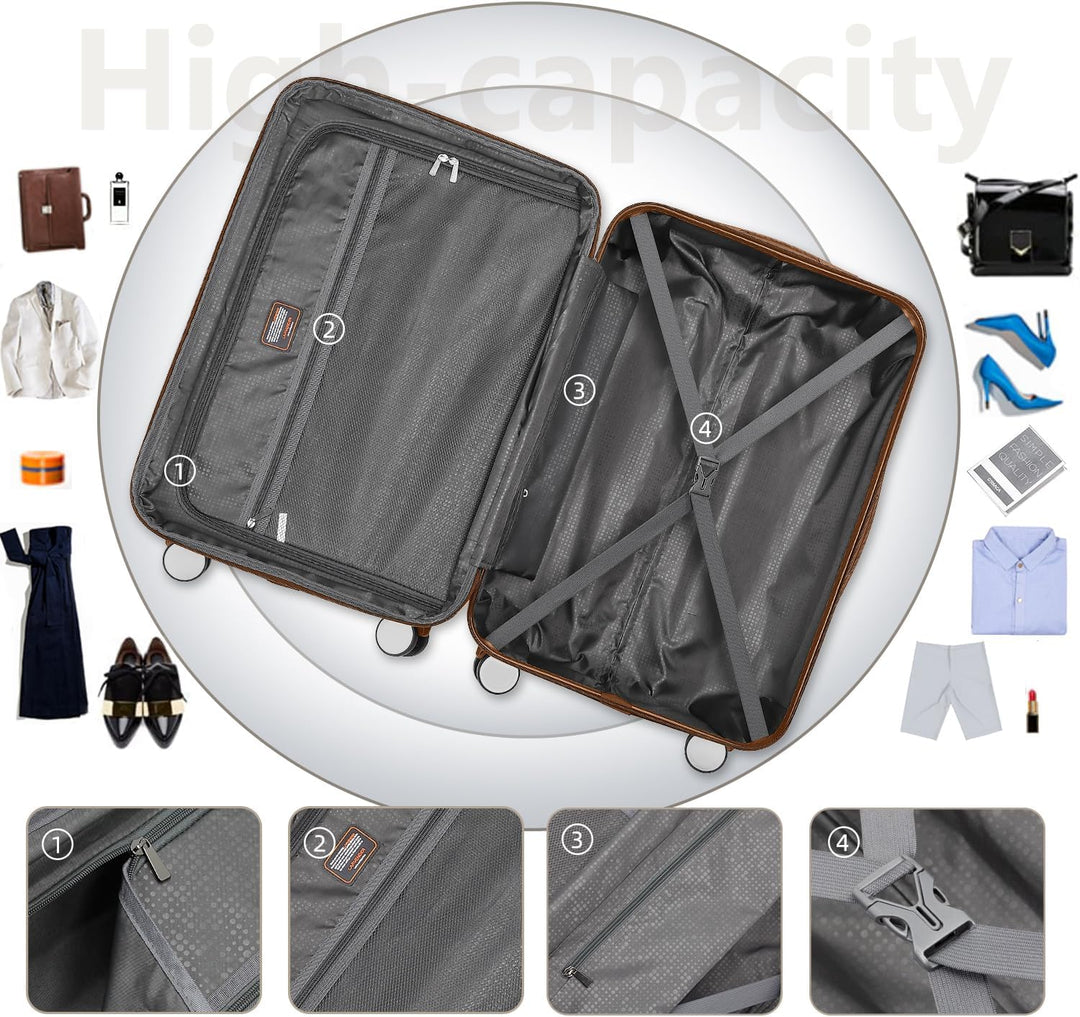 LARVENDER Kofferset 6 Teilig Hartschale Leicht ABS Erweiterbar Reisekoffer Haltbar Handgepäck Sets 4