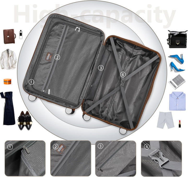 LARVENDER Kofferset 6 Teilig Hartschale Leicht ABS Erweiterbar Reisekoffer Haltbar Handgepäck Sets 4