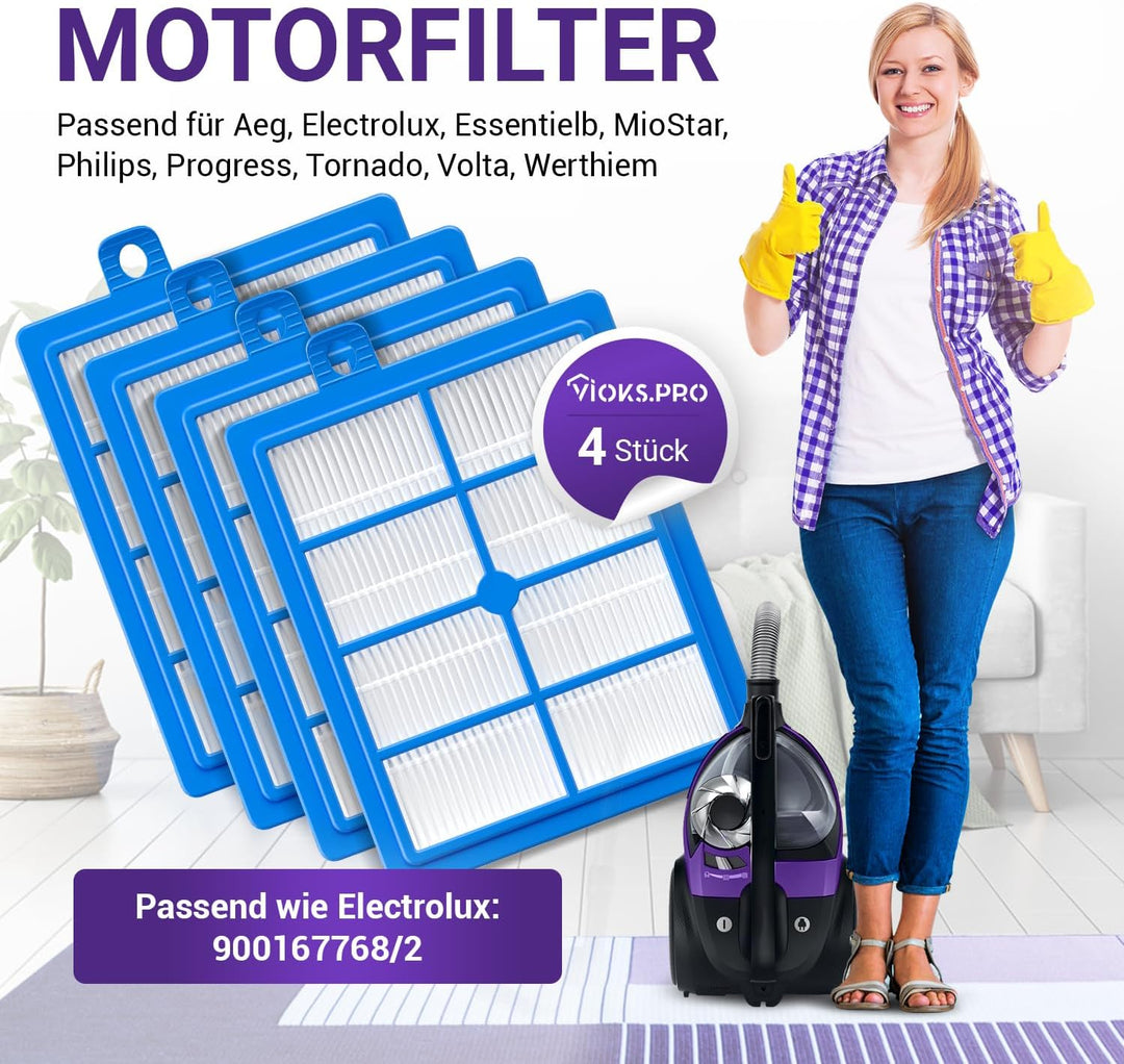 Viоks.pro 4x Lamellenfilter Staubsauger Ersatz für AEG Vacuum Cleaner Filter HEPA13 AFS1W 900167768/