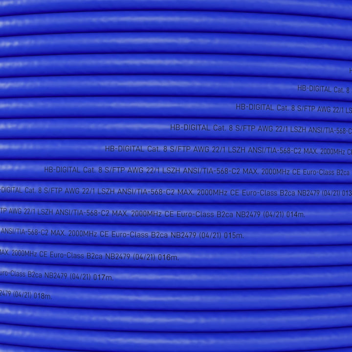 hb-digital 250m CAT 8 Netzwerkkabel LAN Kabel Verlegekabel Ethernet Installationskabel 40 Gbit/s AWG