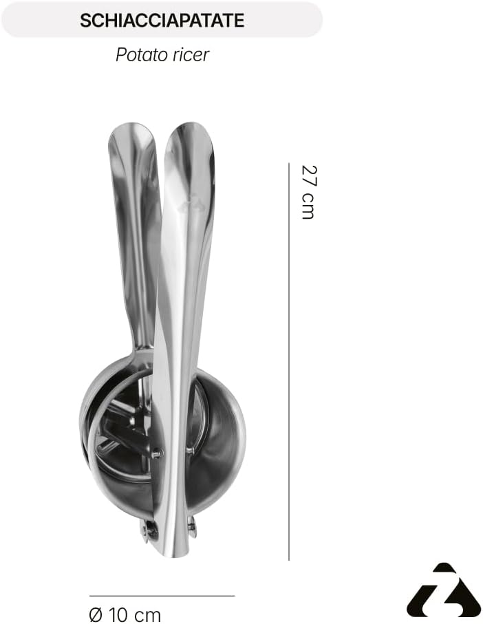 zanetti Kartoffelpresse und Passatelli-Presse aus Edelstahl mit 3 Austauschscheiben, Länge 27 cm, Ko