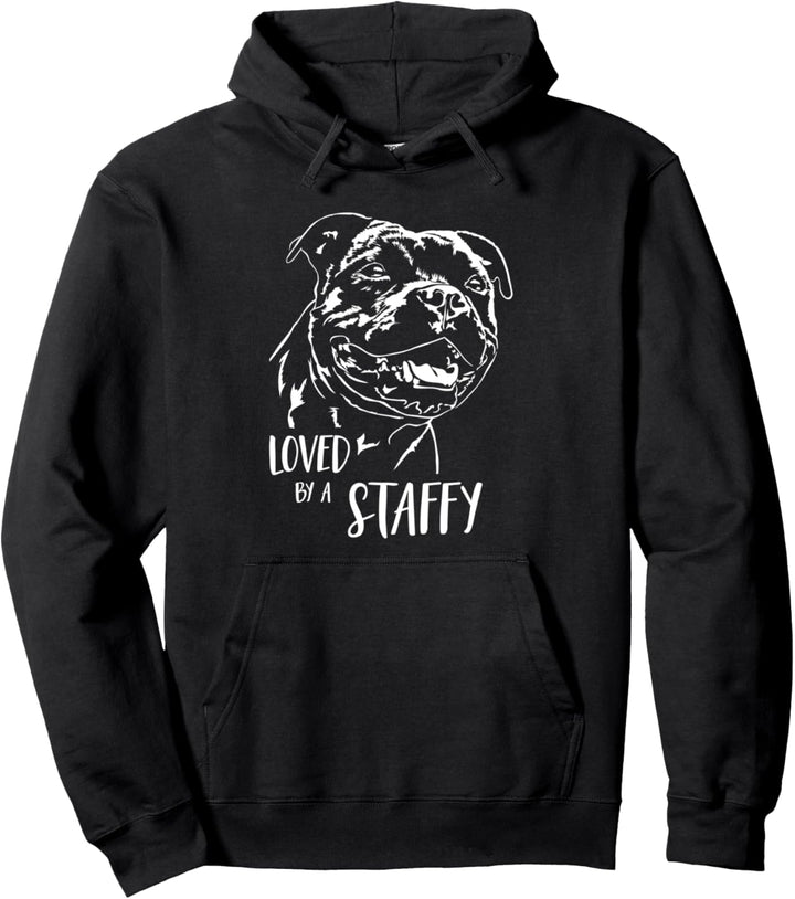 Staffordshire Bullterrier loved by a staffy Hunde Spruch Pullover Hoodie