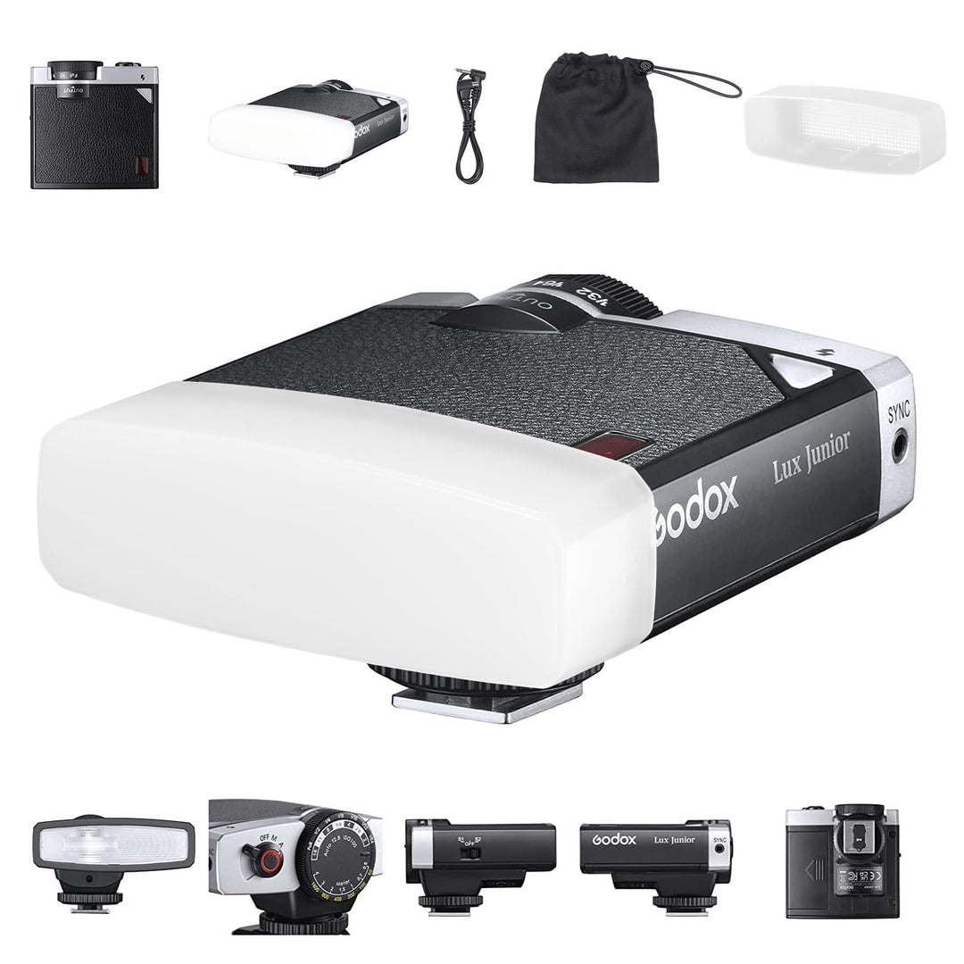Godox Lux Junior Retro Kamerablitz,Speedlite GN12 6000 K ± 200 K CCT, automatische und manuelle Modi