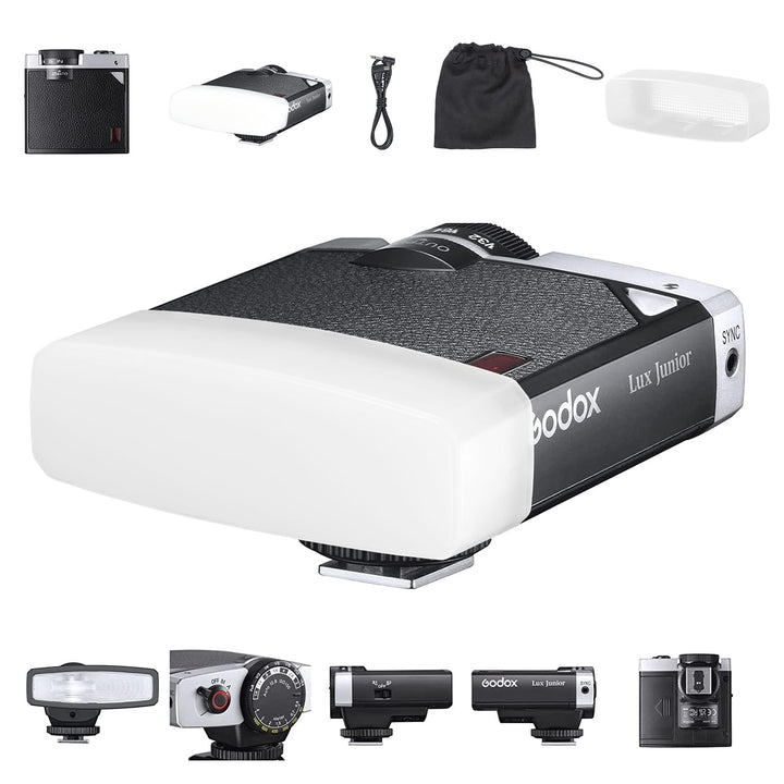 Godox Lux Junior Retro Kamerablitz,Speedlite GN12 6000 K ± 200 K CCT, automatische und manuelle Modi