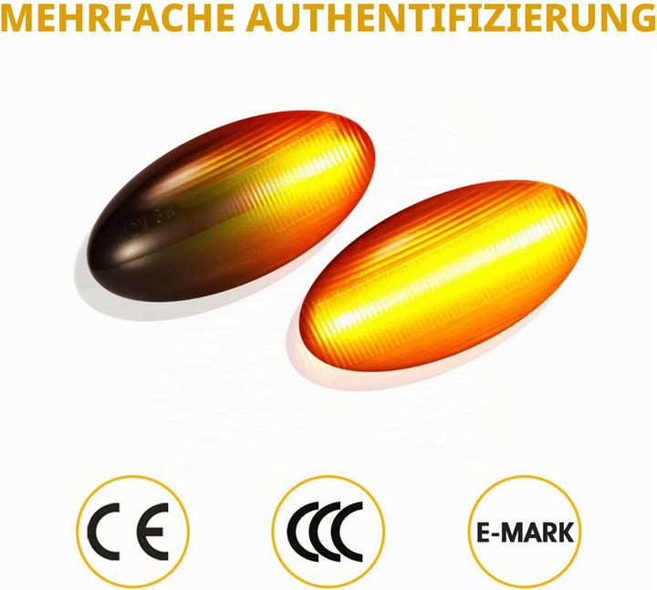 Asasytal Blinker Seitenblinker, 12v Seitenblinkleuchten Set, Kotflügel-Blinker mit E9 Zulassung Oran