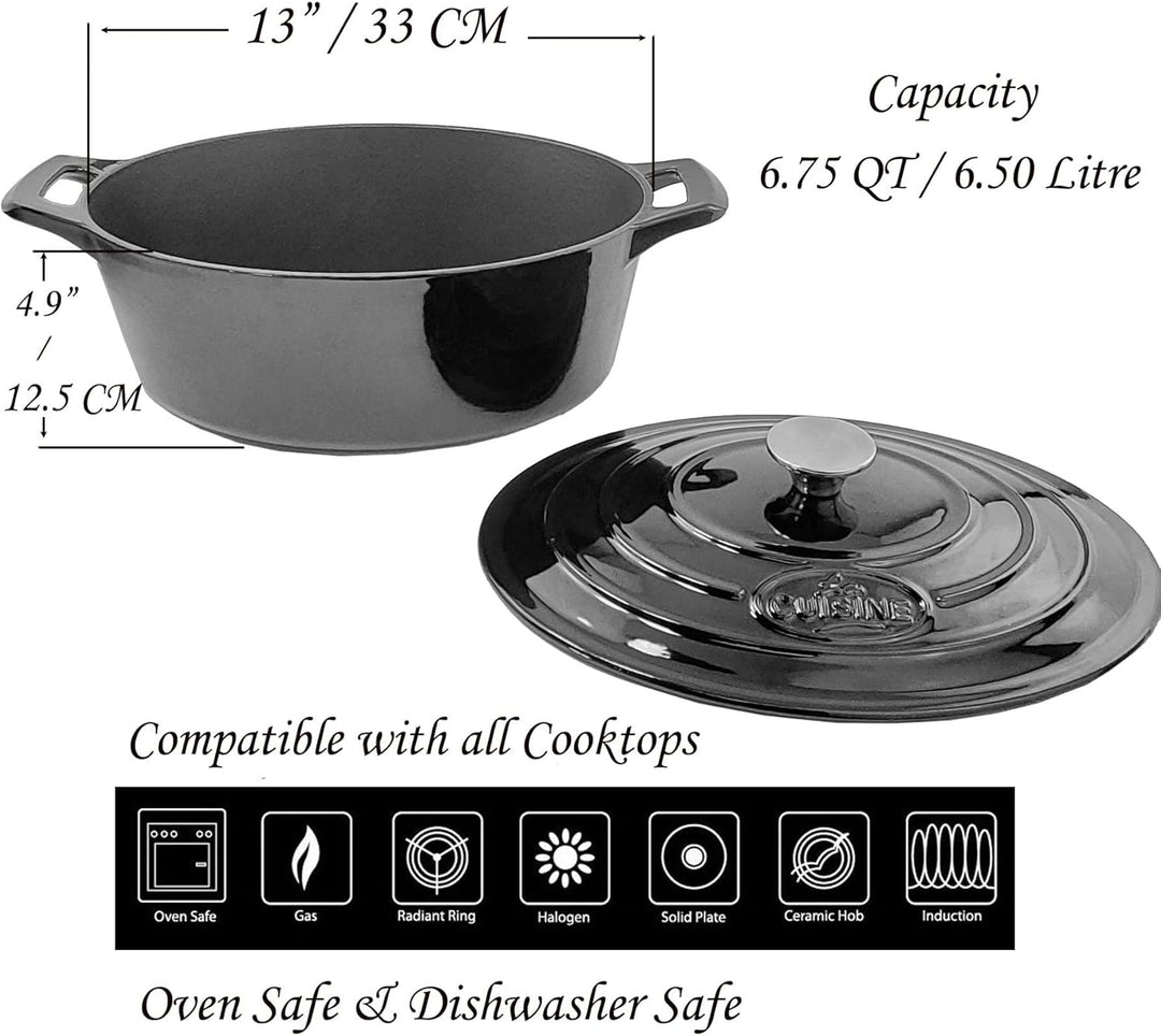 La Cuisine Gusseisen Ovale Bräter Schmortöpfe mit deckle ideal zum Braten Schmoren Dämpfen und Brotb
