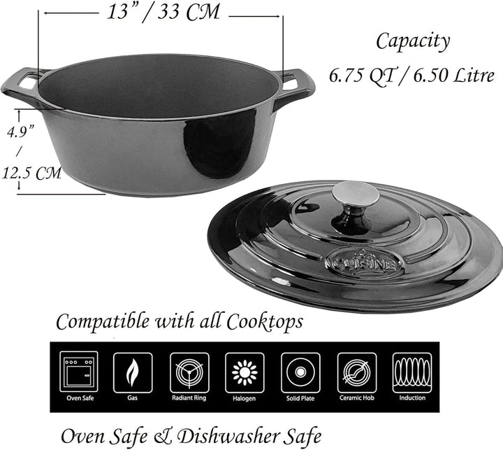 La Cuisine Gusseisen Ovale Bräter Schmortöpfe mit deckle ideal zum Braten Schmoren Dämpfen und Brotb