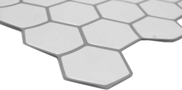 Selbstklebende Mosaik Folie Vinyl Hexagon Optik weiss Küchenrückwand | 10 Mosaikmatten