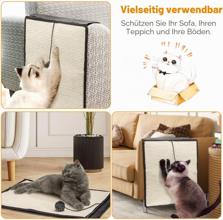Nobleza 2* Katzen Kratzmatte Kratzschutz Sofa, Sisal Kratzteppich für Katze, Sessel Couch Katzenkrat