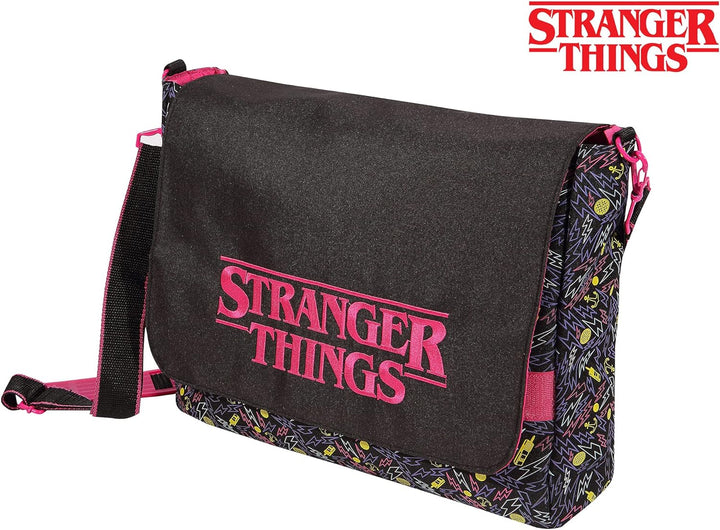Stranger Things 80er Jahre drucken mit Logo Rucksack, Damen, One Size, Schwarz, Offizielle Handelswa