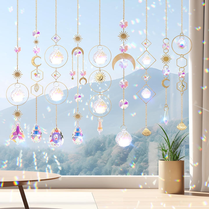 nuyikaso 200 Stück Sonnenfänger Kristall Bastelset Erwachsene DIY Windspiel Basteln Regenbogen Sonne