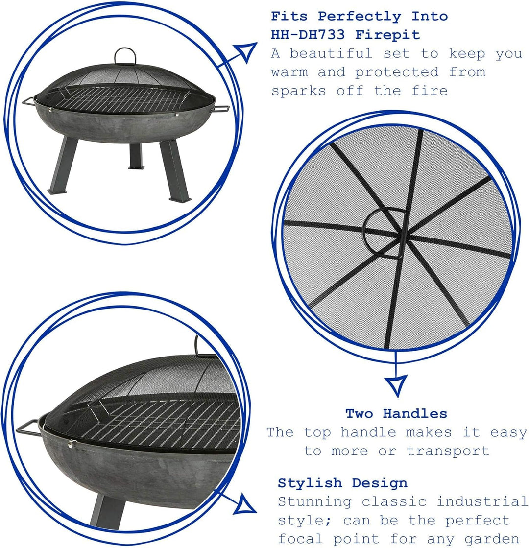 Harbour Housewares Runde Feuerstelle Spark Guard - 72,5cm - Grau