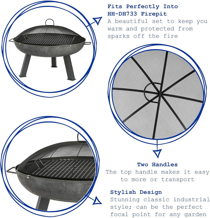 Harbour Housewares Runde Feuerstelle Spark Guard - 72,5cm - Grau