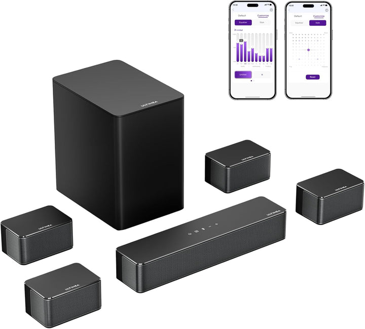 ULTIMEA 7.1ch Soundbar, Virtuelle Surround Sound System für TV, App-Steuerung, 4 kabelgebundene Surr
