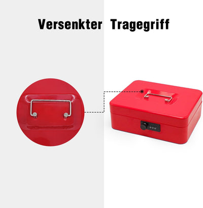 Geldkassette aus Stahl mit Zahlenschloss, kleine Geldkassette aus Metall mit abnehmbarem Geldfach, G