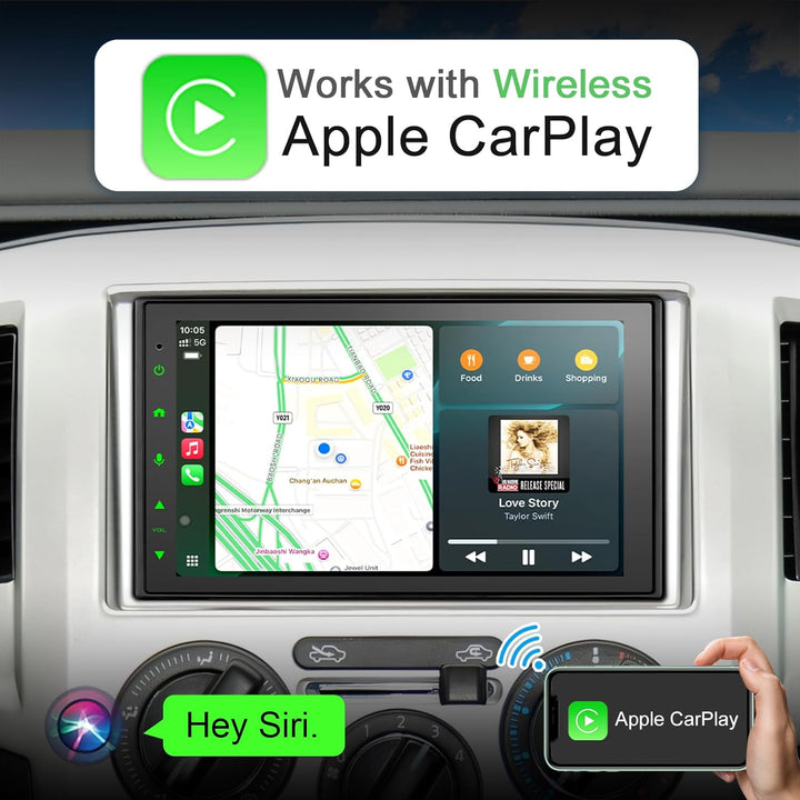DAB Autoradio mit Bildschirm Android Doppel Din Radio Wireless Carplay Android Auto, 8-Core 2G+32G 7