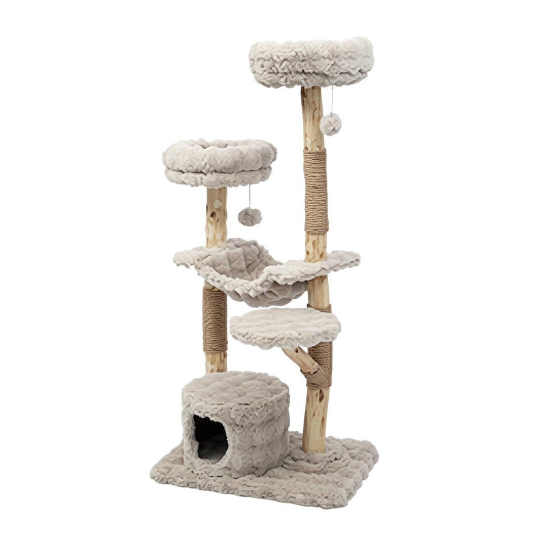 147 cm Katzenbaum mit Hängematte, Höhle，3 Plattformen &amp; 2 Plüsch | Kratzbaum, Katzenkratzbaum aus Pl