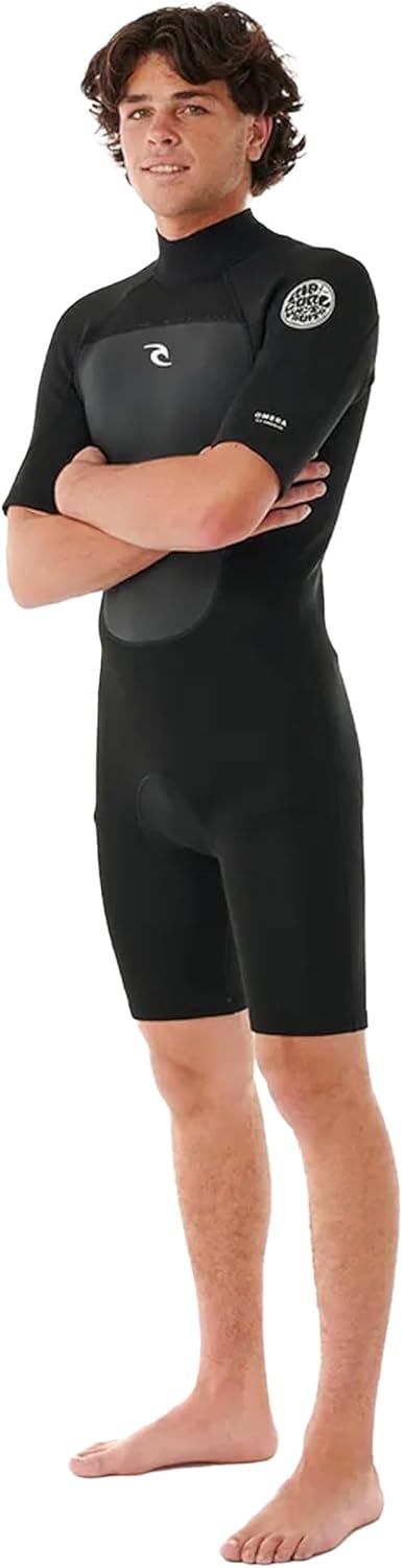 Rip Curl Mens Omega 2mm Back Zip Shorty Wetsuit 11LMSP - Black, S
