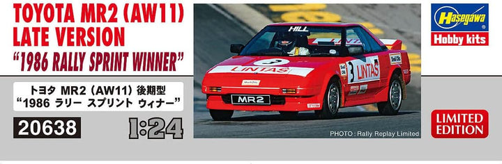 Hasegawa 20638 1/24 Toyota MR2, späte Version, 1986 Rally SprintWinner Modellbausatz, Mehrfarbig
