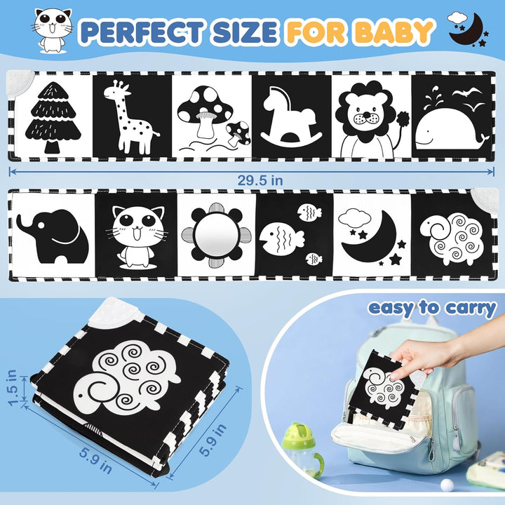 Black & White Babybuch Kontrastbuch Baby-Bilderbuch-Stoffbücher- Kontrast Baby Spielzeug 0 3 6 9 12