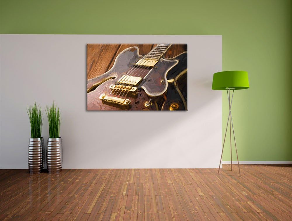 E-Gitarre Pinsel Effekt, Format: 100x70 auf Leinwand, XXL riesige Bilder fertig gerahmt mit Keilrahm