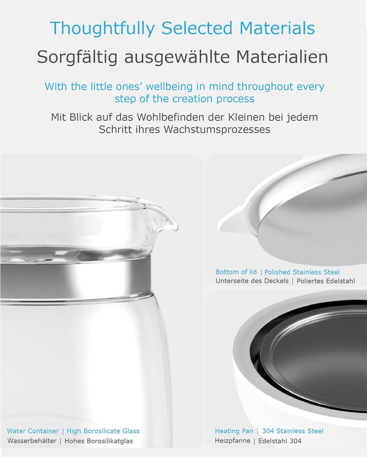 ÜneeQbaby - mit Nachtlicht, Babynahrung Wasserkocher für Milchfutter,