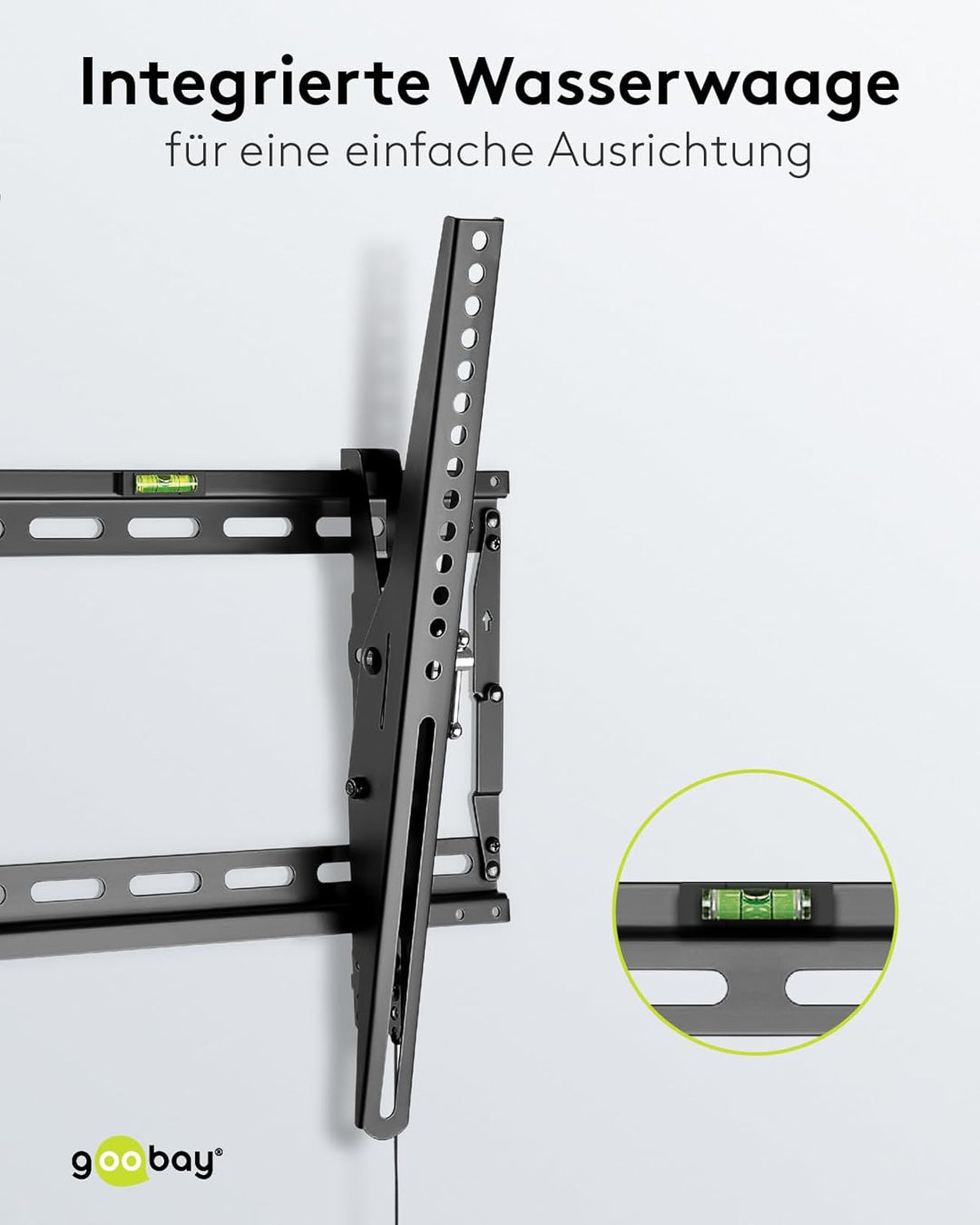 goobay TV-Wandhalterung neigbar 32–55 Zoll, VESA 400x400, bis 70 kg, Click-System – Pro TILT M – 499