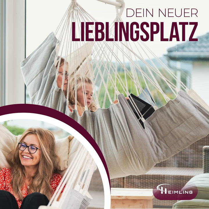 HEIMLING Hängesessel High-Class Outdoor & Indoor XXL [All Inclusive Paket mit Aufhängung + 3 Kissen]
