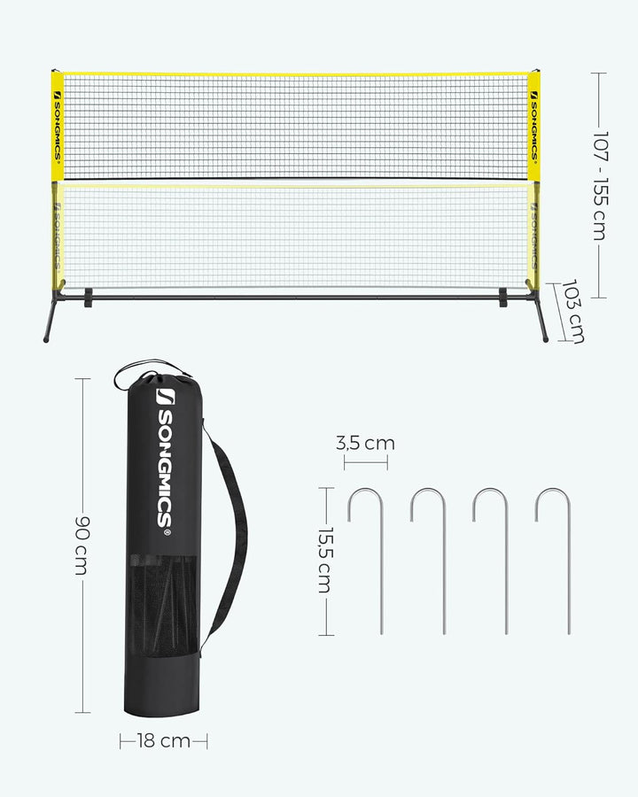 SONGMICS 300 cm/400 cm/500 cm Badmintonnetz, Volleyballnetz, höhenverstellbare Stangen, tragbares Se