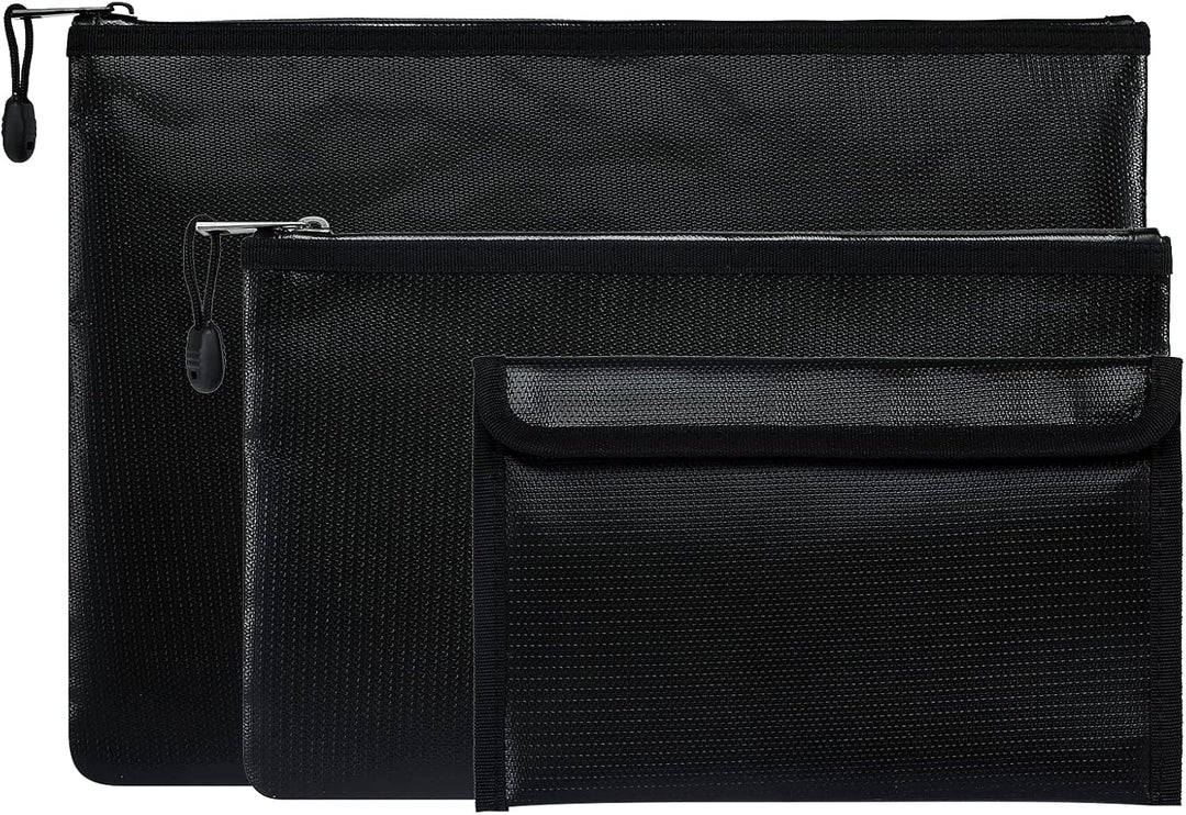 3 Stück Feuerfeste Tasche, Feuerfeste Geldtasche(13.5x9.4, 10.6x6.6, 8.7x5.1 zoll), Dokumententasche