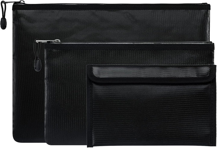 3 Stück Feuerfeste Tasche, Feuerfeste Geldtasche(13.5x9.4, 10.6x6.6, 8.7x5.1 zoll), Dokumententasche