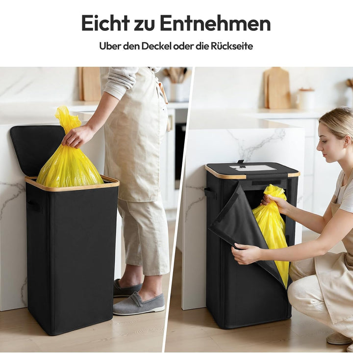 Müllsackständer Gelber Sack Ständer 100L - Mülleimer mit Deckel Waschbare Innentasche Pfandflaschen