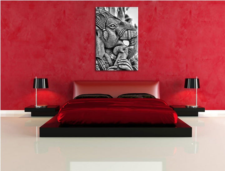 Pixxprint Elefantengottheit in Thailand / 100x70cm Leinwandbild bespannt auf Holzrahmen/Wandbild Kun