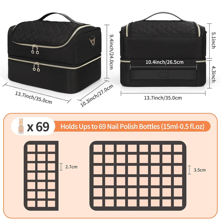 Nagellackaufbewahrung, Doppelschicht Nagellack Organizer Tasche Reise Nagellack Aufbewahrungsbox für