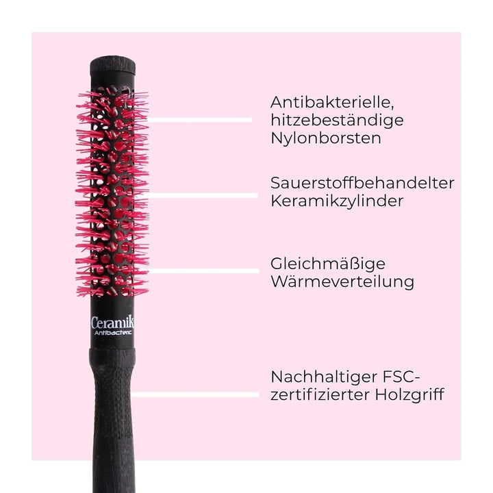 TEK - Professional Line - Antibakterielle Thermobürste mit Keramikwinde, kurzes Haar - 18mm 18 mm, 1
