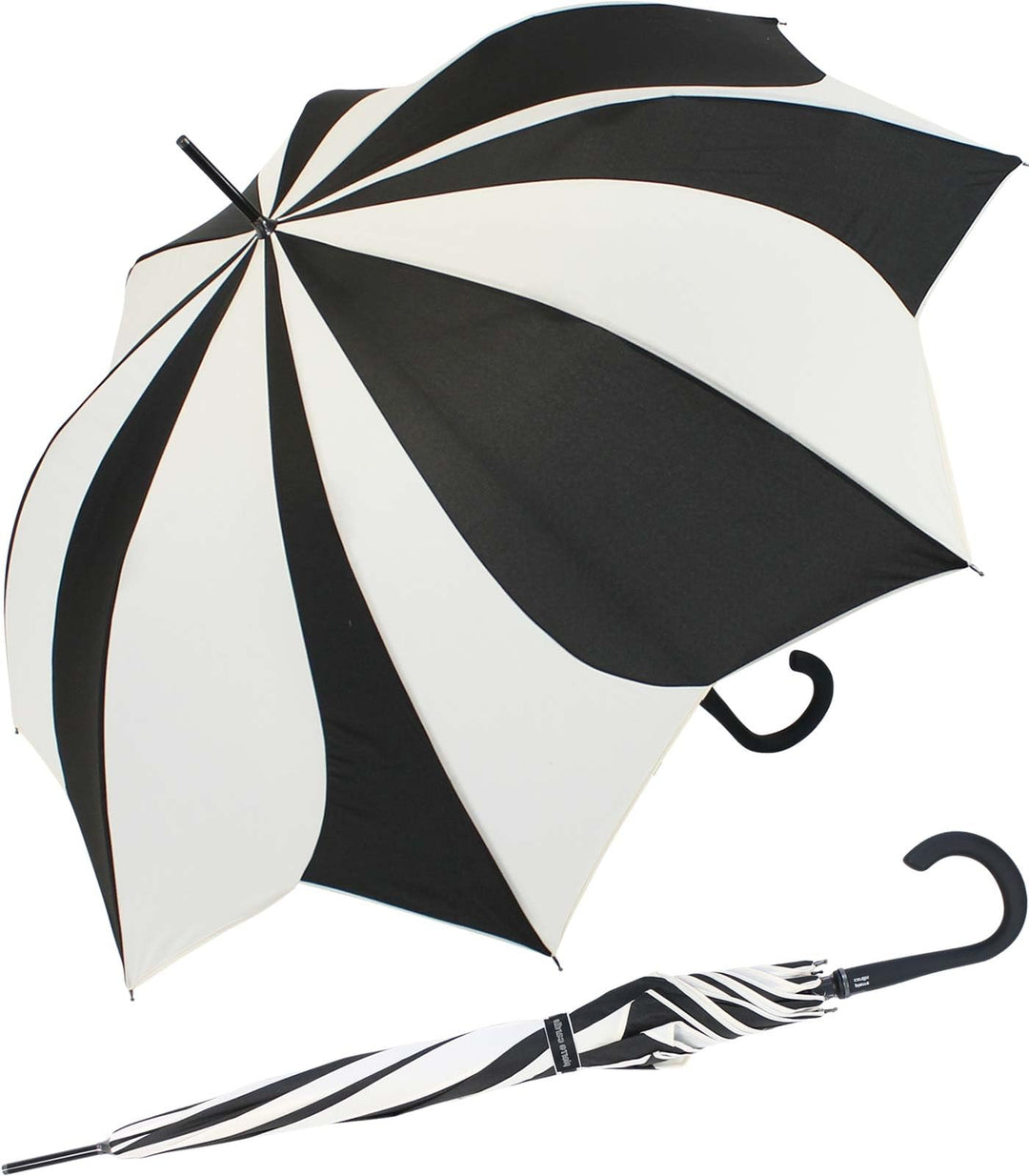 Pierre Cardin Stockschirm Damen gross stabil mit Automatik - Sunflower - schwarz-weiss, Schwarz-weis