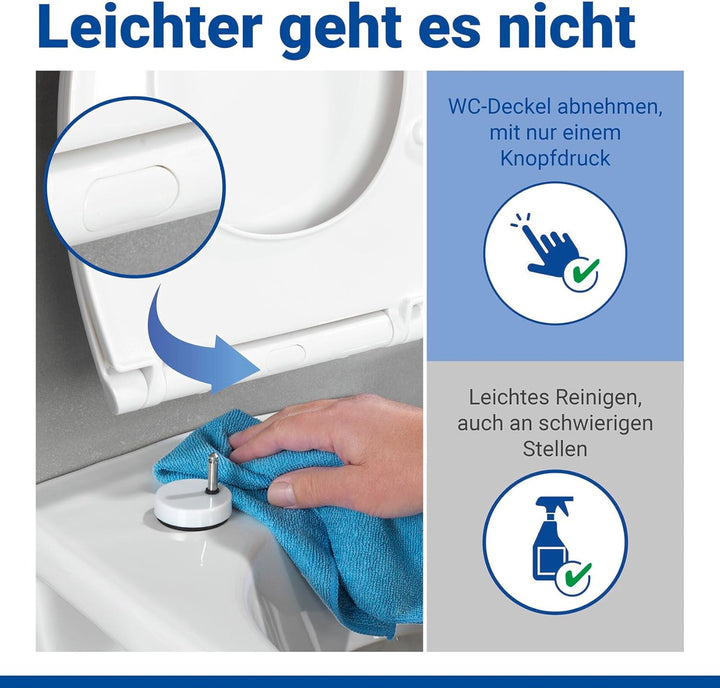 WENKO Premium WC-Sitz Kos Weiss, Toilettendeckel mit Absenkautomatik und Fix-Clip Hygiene Befestigun