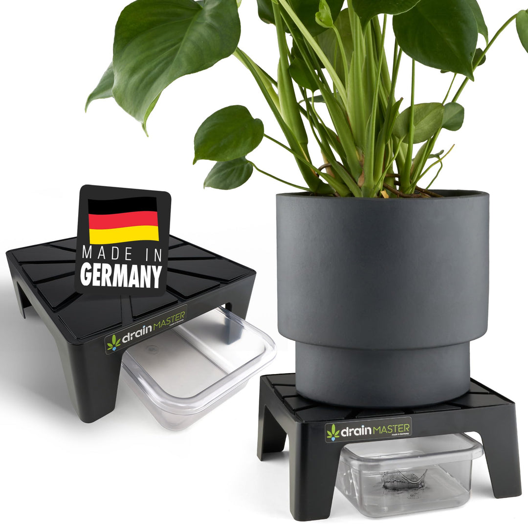 Blumentopf Untersetzer 24x24cm - Einzelset inkl. Ablaufwanne - Pflanzuntersetzer eckig Blumen Pflanz