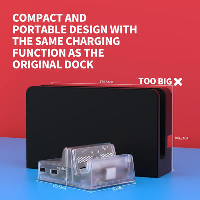 eXtremeRate AiryDocky LED Version DIY-Ersatz Gehäuse Case für Nintendo Switch/Switch OLED Dock, Re-D