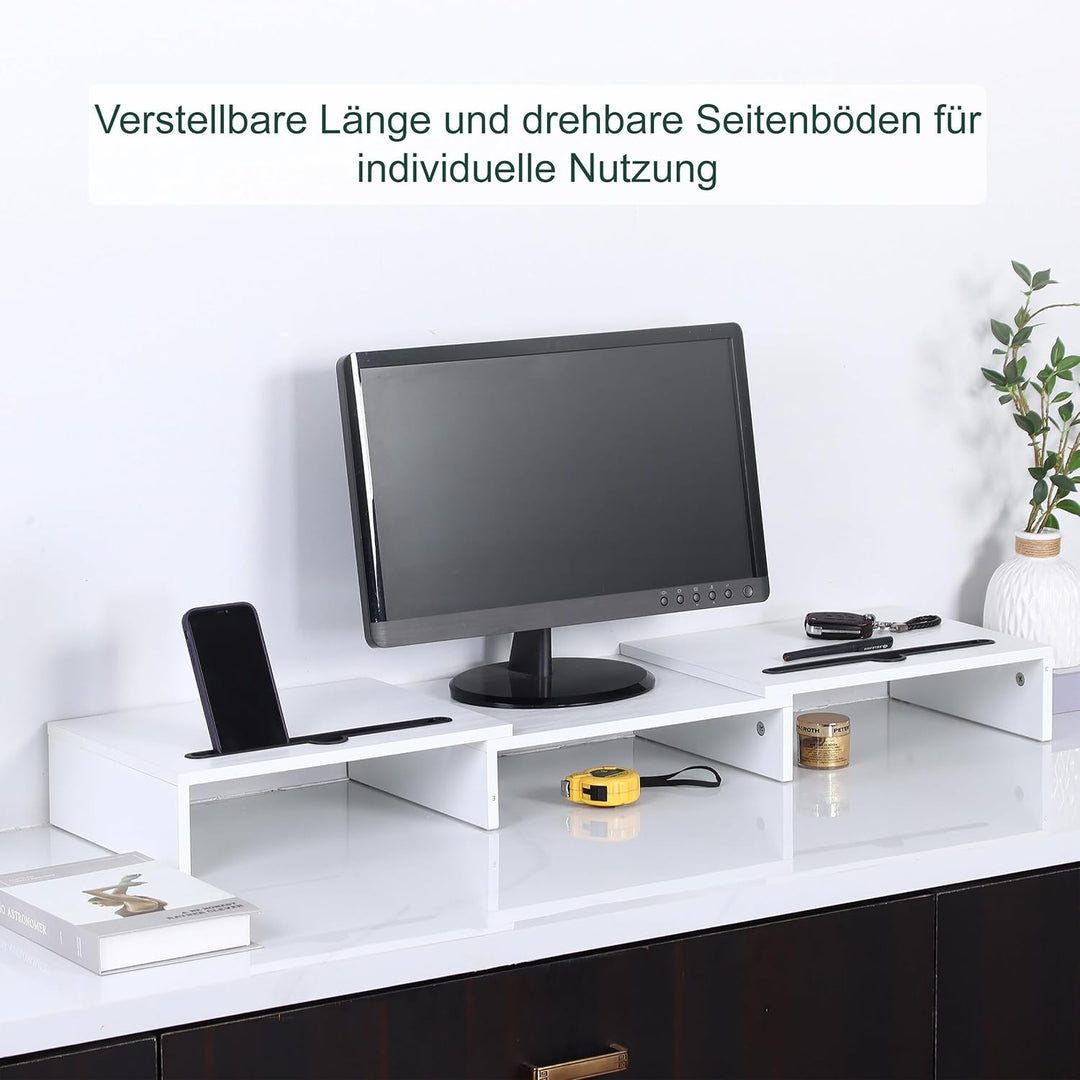 Relaxdays Monitorständer, 2 Monitore, ausziehbare Segmente, Breite 74-105 cm, ergonomische Bildschir