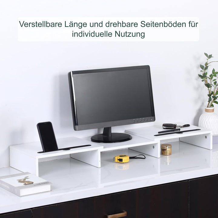 Relaxdays Monitorständer, 2 Monitore, ausziehbare Segmente, Breite 74-105 cm, ergonomische Bildschir