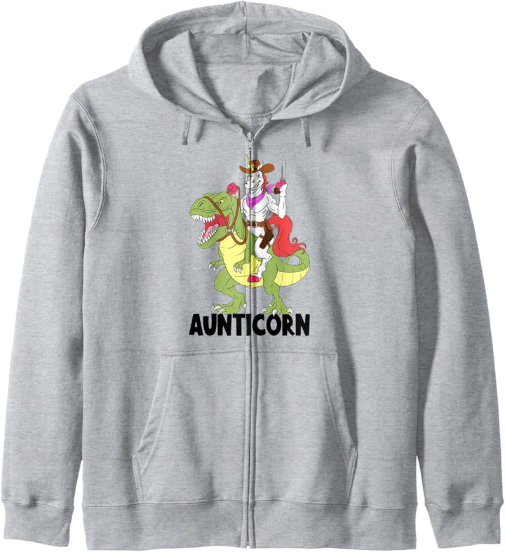 Unicorn Aunt Aunticorn Riding Dinosaur T-Rex Cowboy Sheriff Kapuzenjacke