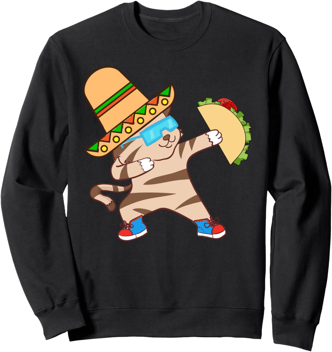Funny Mexican Taco Cat Food Wide Brimmed Cute Sombrero Hat Sweatshirt