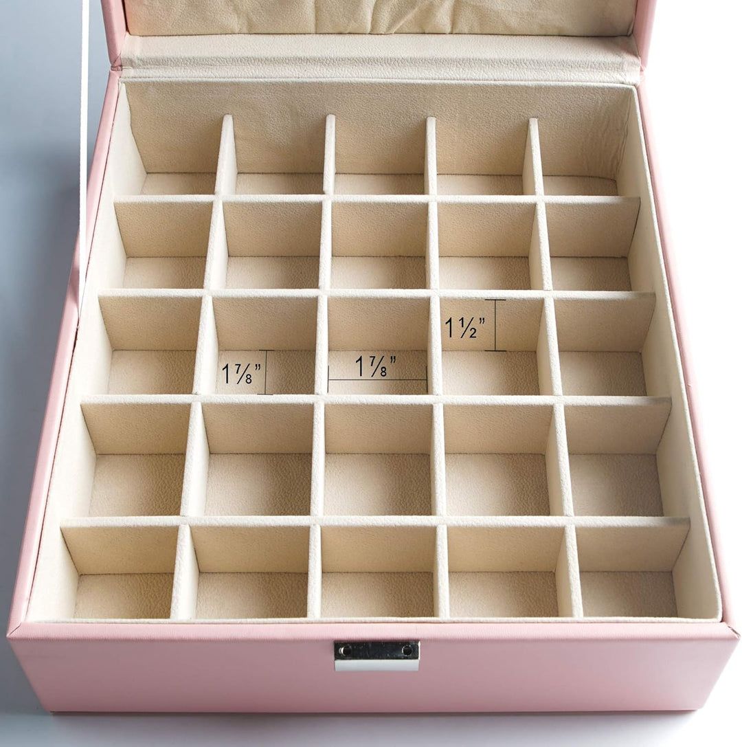 Frebeauty Ohrring-Organizer, klassische Schmuckschatulle mit 50 Fächern, doppellagig, mit 6 Haken fü