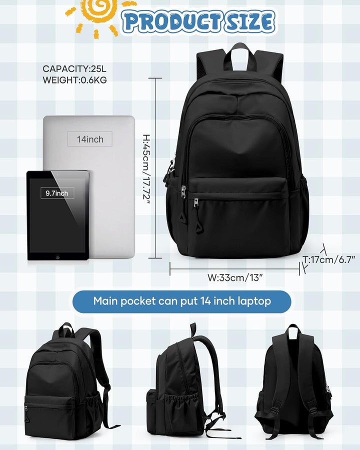 winspansy Schulrucksack Teenager Mädchen Jungen Schultasche Leichter Rucksack Schule Herren Damen Ae