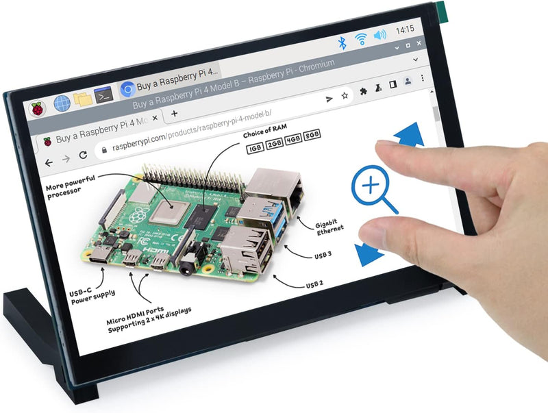 Freenove 7 Inch Touchscreen Monitor for Raspberry Pi, 800x480 Pixel TN Display, 5-Point Touch Capaci