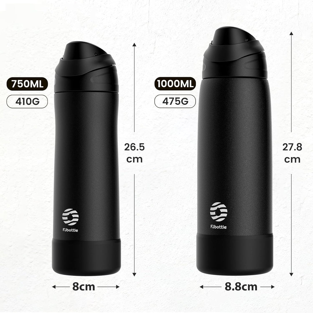 Fjbottle Edelstahl Trinkflasche 1L/750ML – 1-Klick Öffnung BPA-frei Wasserflasche für Sport, Schule,