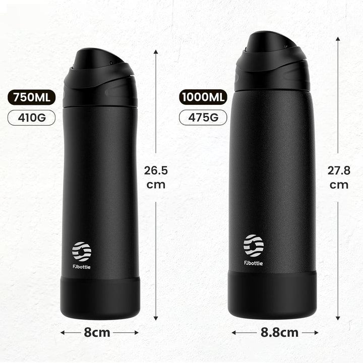 Fjbottle Edelstahl Trinkflasche 1L/750ML – 1-Klick Öffnung BPA-frei Wasserflasche für Sport, Schule,